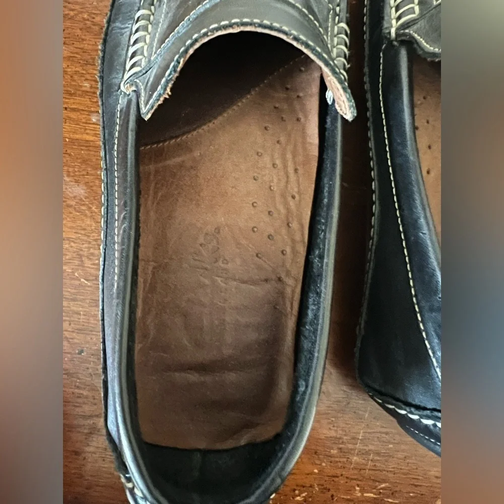 Clarks England Mens Shoe Size 9M Black Leather Driver Penny Loafers Comfort